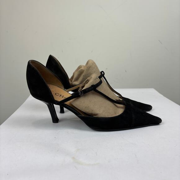Vintage Chanel Suede Strappy Pointed Toe Kitten Heels Women's 39 - Picture 3 of 14